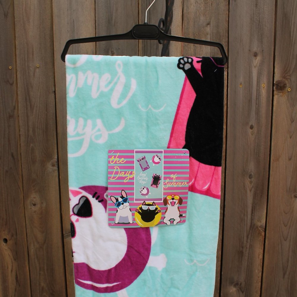 Lazy Summer Days Cat Beach Towel NWT